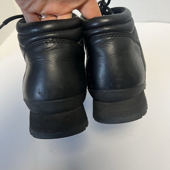 VTG Coach Women’s 7.5 Black Leather Monogram Hiking Boots Chunky Gorpcore Y2K - Picture 7 of 11